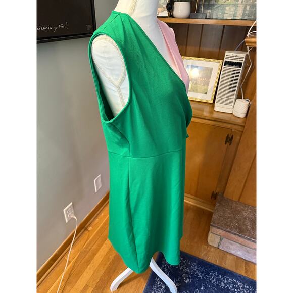 NWT Kasper Womens V-Neck Pink & Green Knee-Length Wrap Dress Sz. XL - Picture 3 of 7